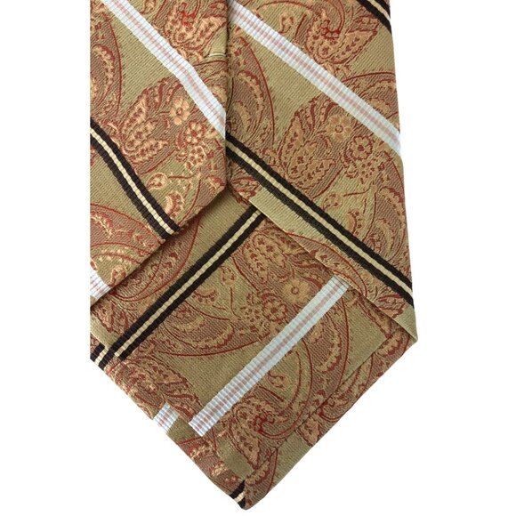 Emilio Ponti Roma Milano 100% Silk Mens Tie Necktie Orange Gold & Red Paisley - Picture 5 of 6
